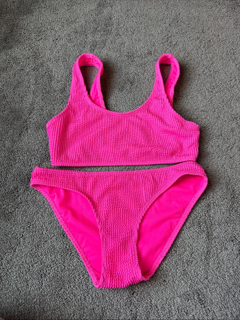 Cabana Del Sol Textured Bikini Set Hot Pink SIZE S Crinkle Swimwear Beachwear